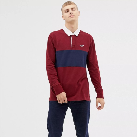 Hollister icon logo chest panel long sleeve rugby polo - Picture 4 of 10